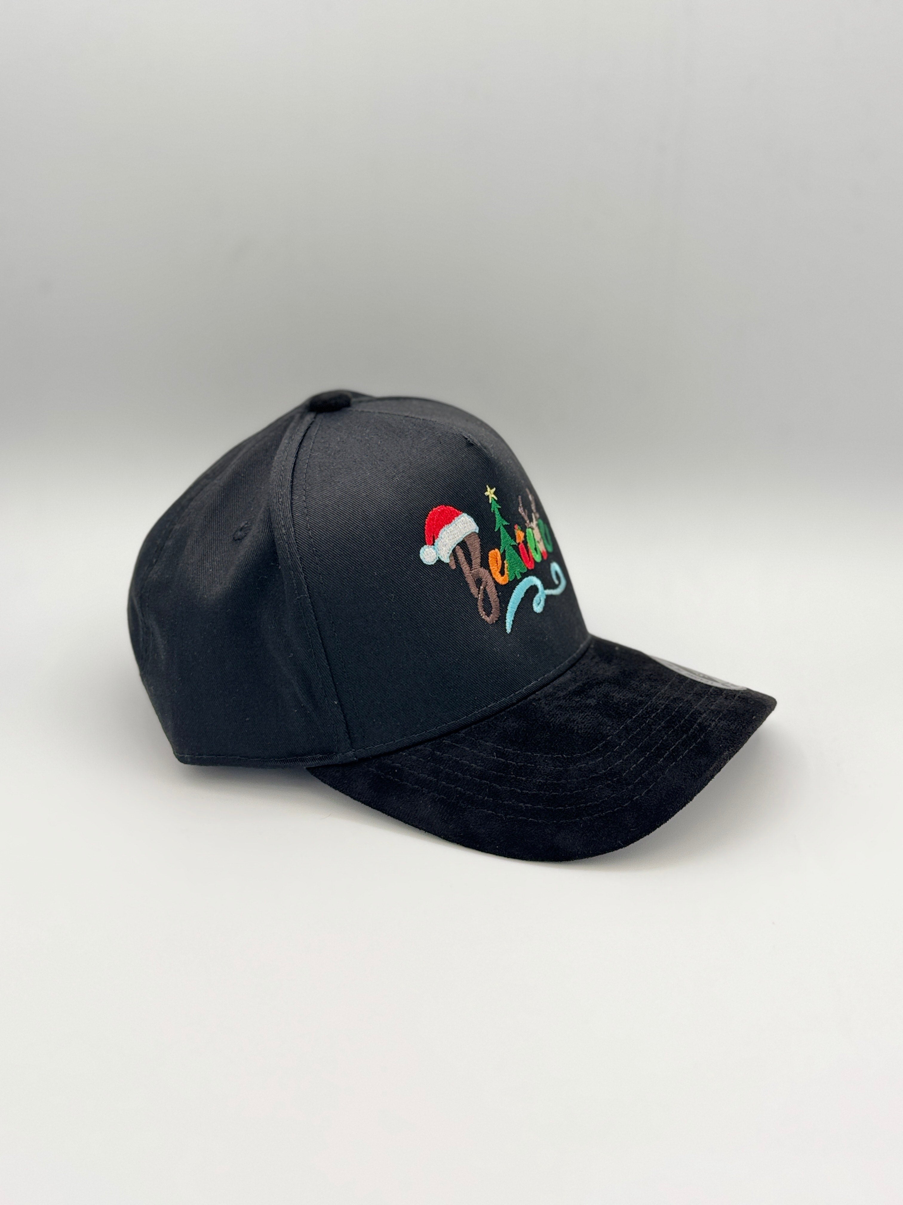 "Believe" Embroidered Holiday season 5 Panel Snapback with Suede Brim Unisex Black